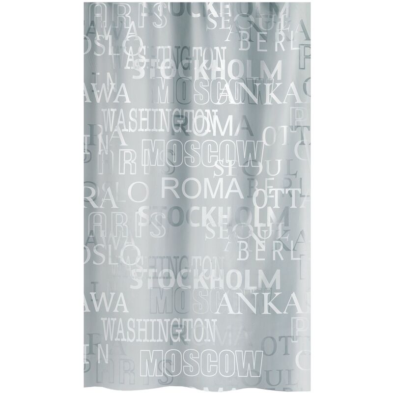 

Spirella colección Cities , Cortina de ducha textil 180 x 200, 100% polyester, Plateado