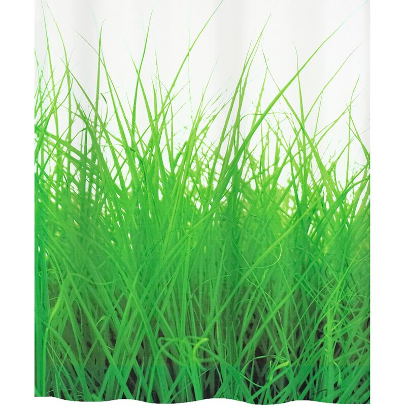 

colección Grass, Cortina de ducha textil 180 x 200, 100% polyester, Gris - Spirella