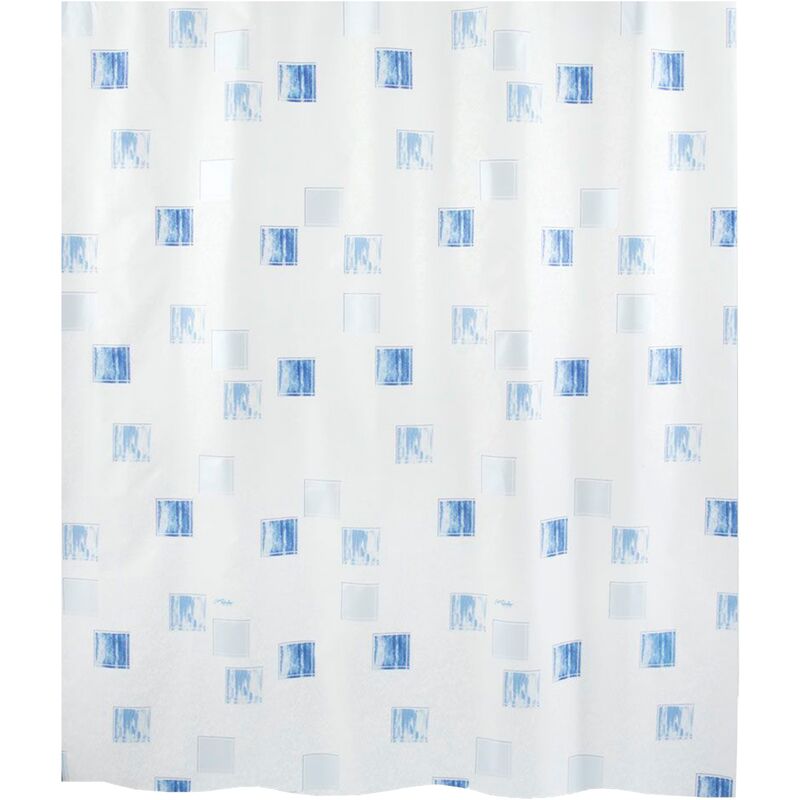 

colección Milano, Cortina de ducha textil 180 x 200, 100% polyester, Azul - Spirella