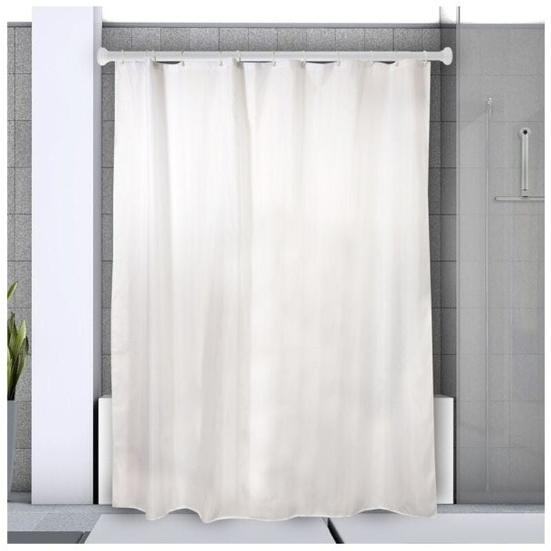 Barre tringle pour rideau de douche ou baignoire extensible sans perçage en Alu decor 75-125cm Blanc Spirella