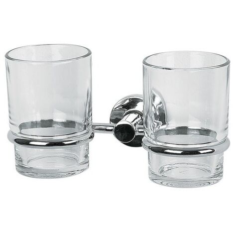 Spirella Double Gobelets à fixer Verre & Acier Chromé ATLANTIC Transparent