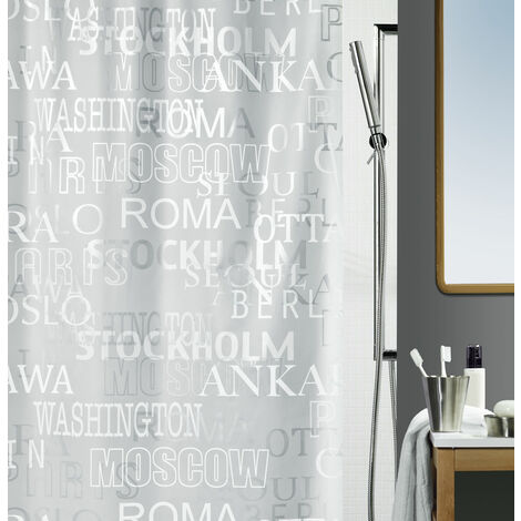 Spirella transparente Sammlung, Textilschauervorhang 180 x 200, 100% Polyester, transparent