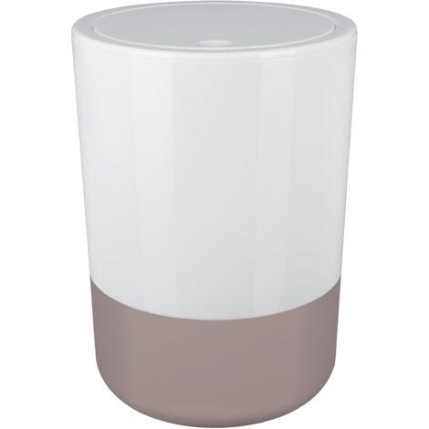 Spirella Moji - Pattumiera a pedale con coperchio basculante, 5 litri, con fondo in silicone, colore: Bianco/Tortora