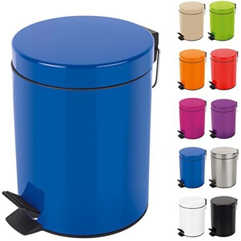 Spirella Pattumiera Sydney in Metallo da 3 o 5 Litri con Contenitore Interno in Plastica Riciclata per Bagno, Pattumiera a Pedale, Blu