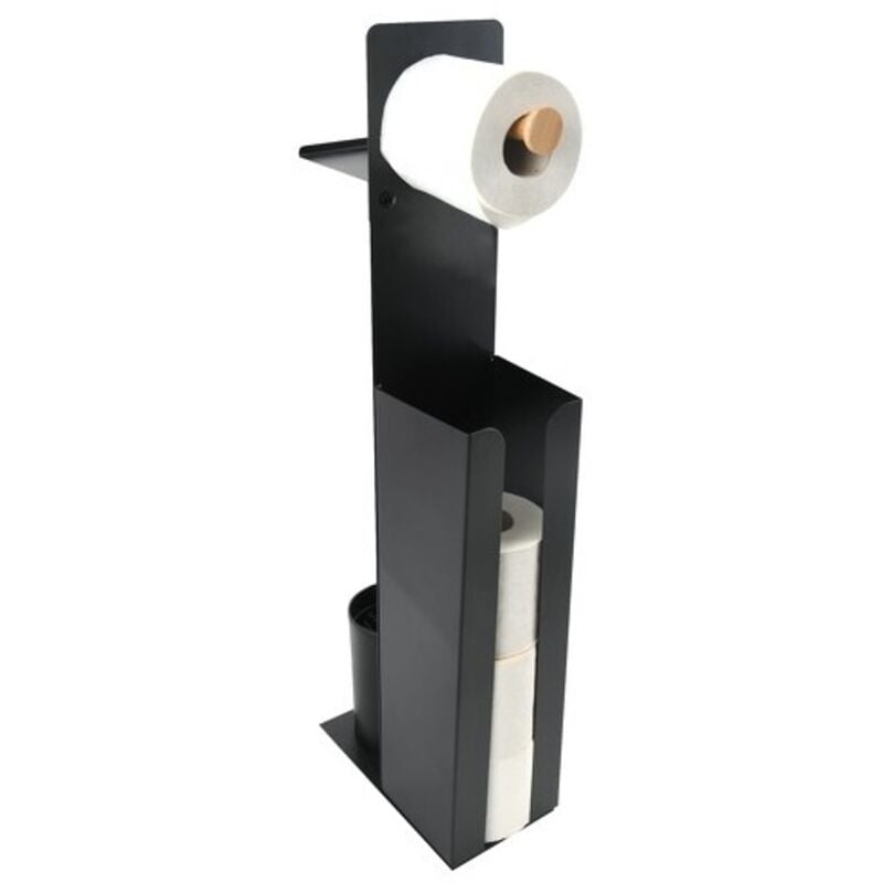 Combiné Wc avec support smartphone Acier & Bambou YONI Noir mat Spirella