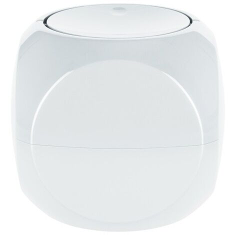 Spirella – Poubelle à bascule 1L en polypropylène blanc – Couvercle pivotant pour déchets cosmétiques – Dimensions 14x14x14 cm - DICE 1 L