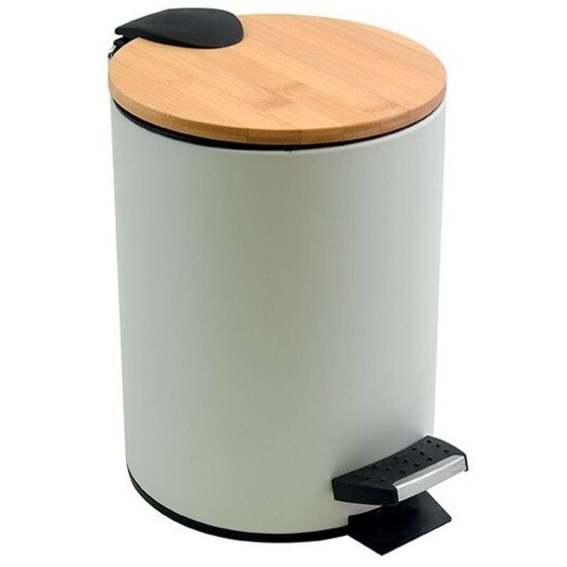 Poubelle à pédale Acier & Bambou adonis 3L Blanc Spirella