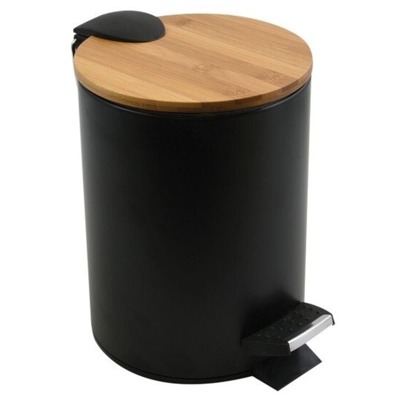 Poubelle à pédale Acier & Bambou adonis 5L Noir Spirella