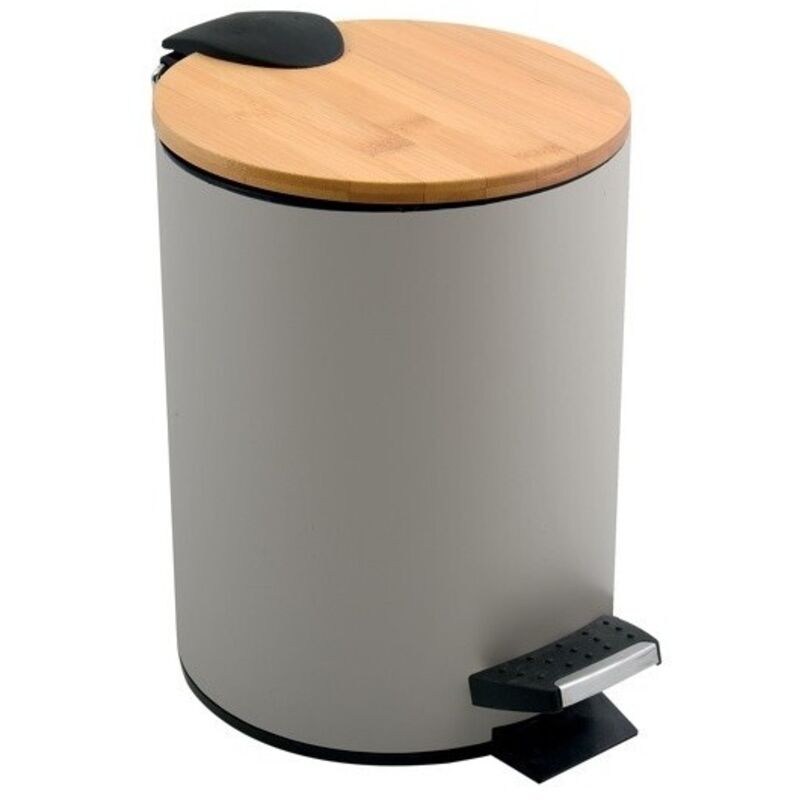 Poubelle à pédale Acier & Bambou adonis 5L Taupe mat Spirella