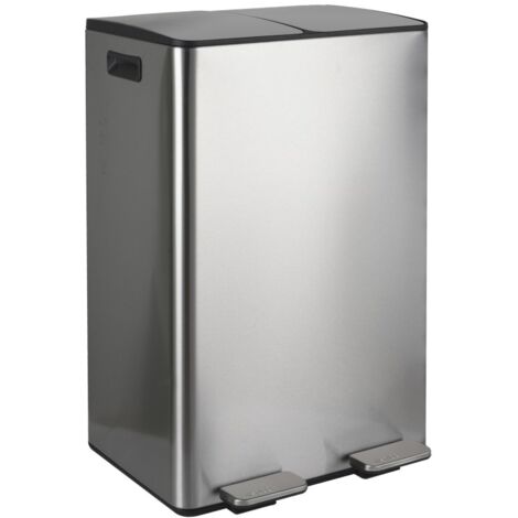 Spirella Poubelle à pédale de cuisine Tri Sélectif Acier ALIYA 60L (2x30L) Gris Mat