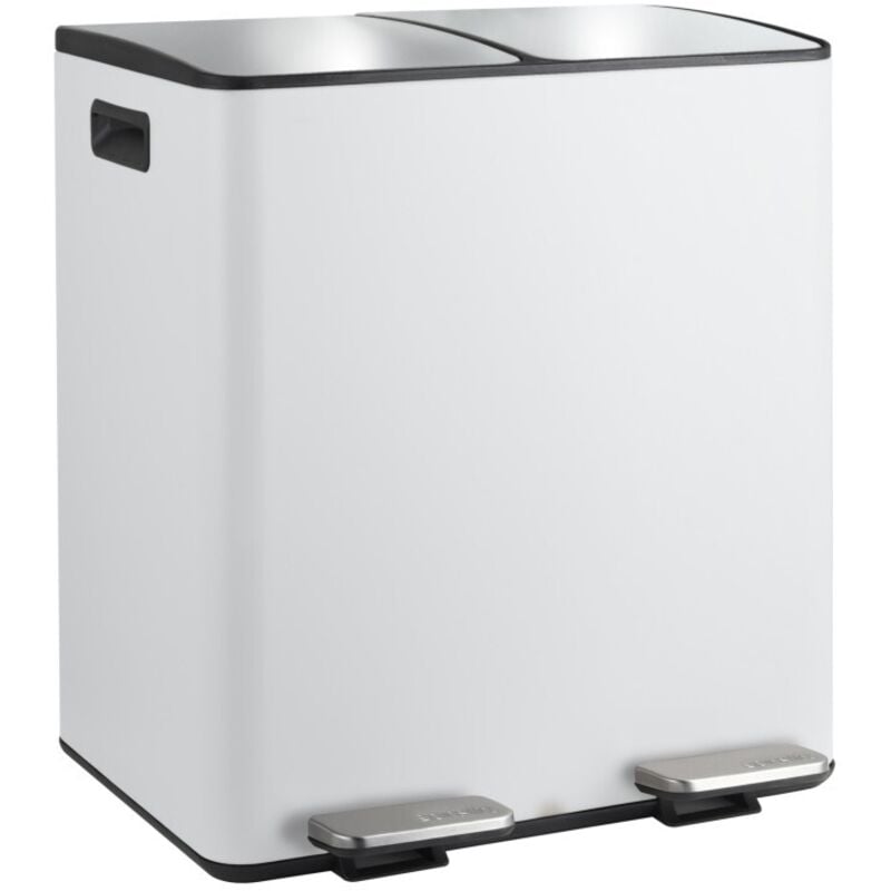 Poubelle tri sélectif aliya 40L (2x20L) Acier Blanc mat Spirella