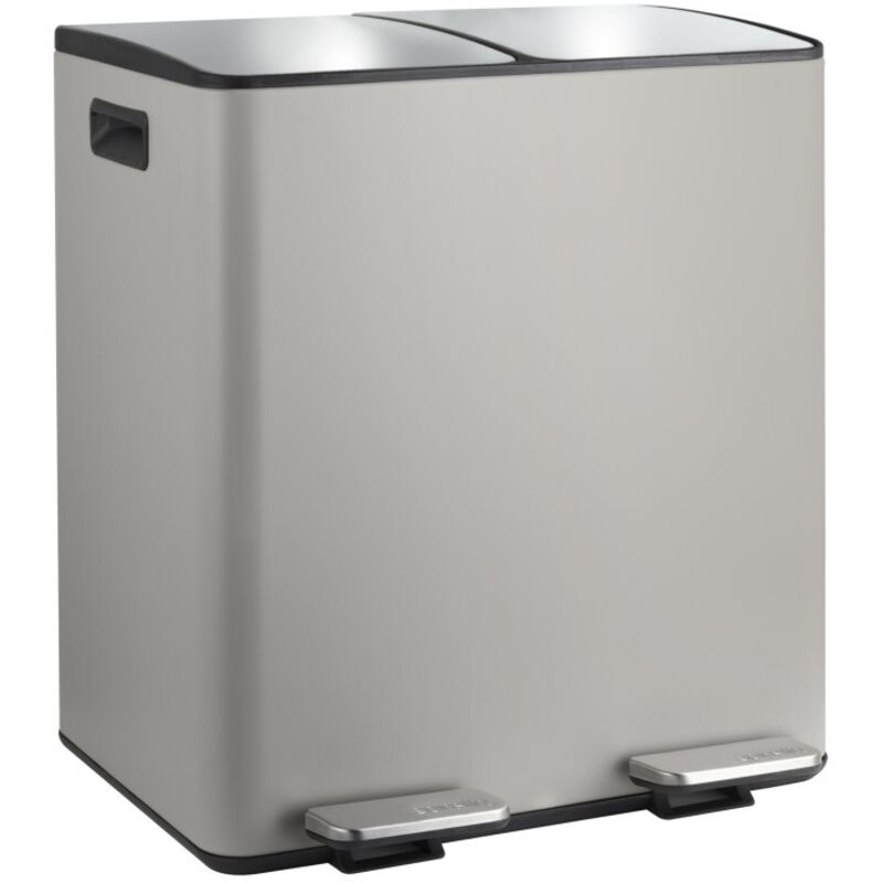 Poubelle tri Sélectif aliya 40L (2x20L) Acier Taupe mat Spirella