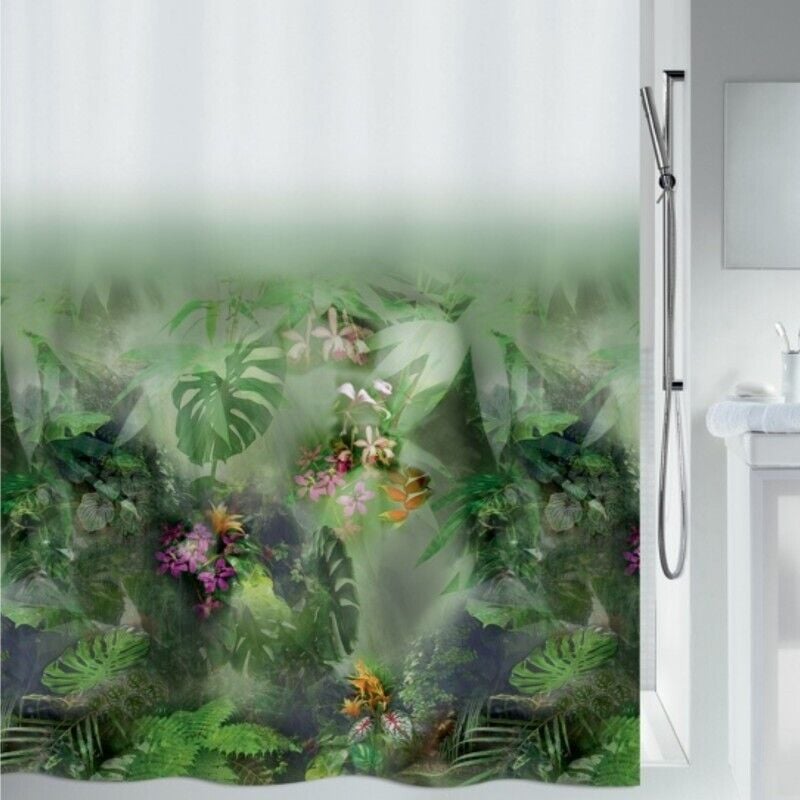 Rideau de douche Polyester jungle 180x200cm Vert Spirella