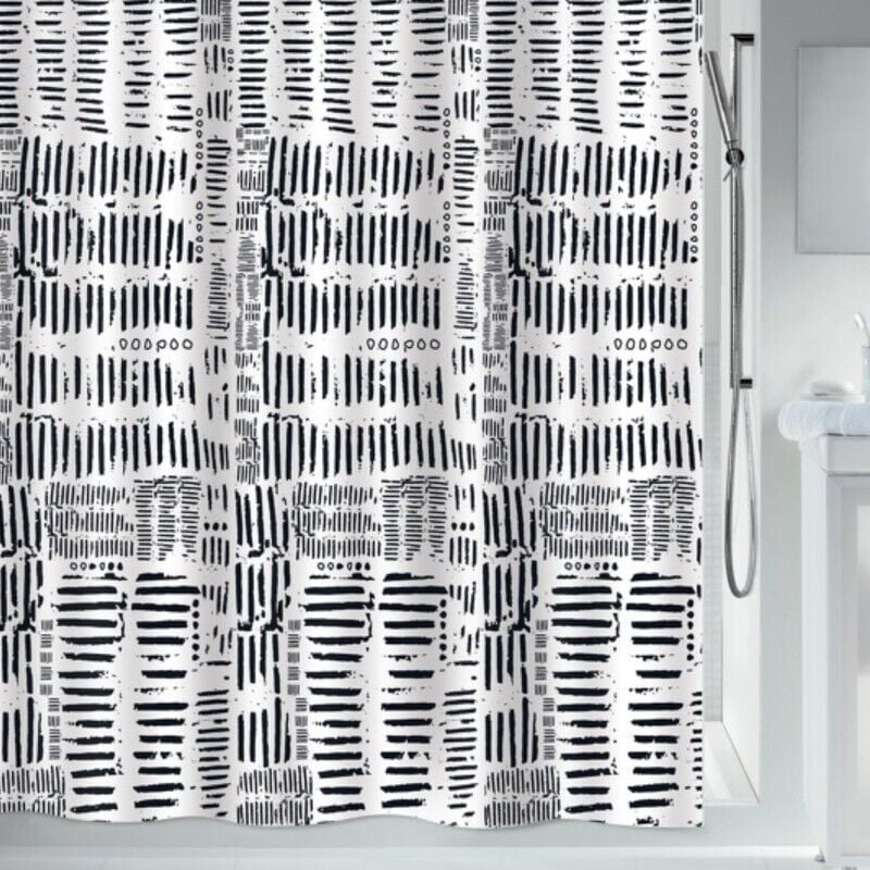 Rideau de douche Polyester connection 180x200cm Noir & Blanc Spirella