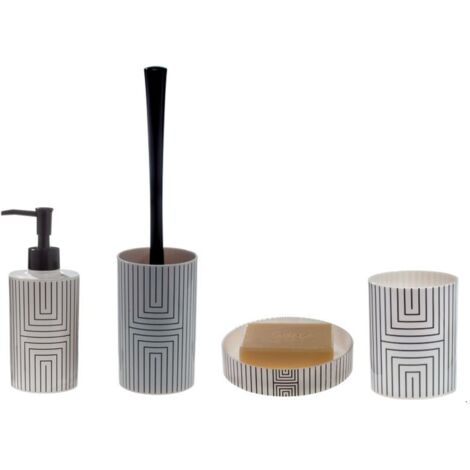 Spirella Seifenspender Graphic  mit Pumpe  Flüssigseifen-Spender  Kunststoff  300ml  Langliebig und Robust  Weiß Schwarz