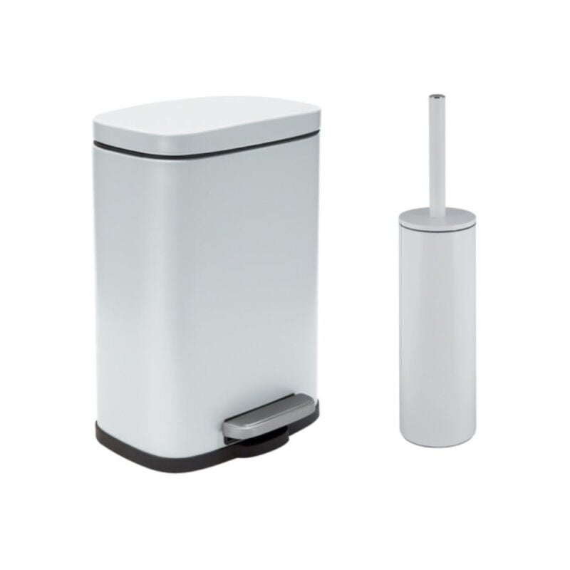 Set Poubelle à pédale 5L & Brosse Wc akira Blanc mat Spirella