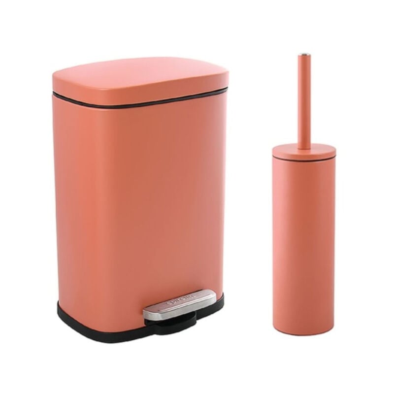 Set Poubelle à pédale 5L & Brosse Wc akira Terracotta mat Spirella
