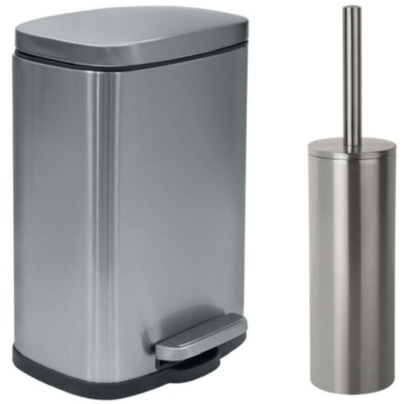 Set Poubelle à pédale 5L & Brosse Wc akira Inox Brossé Spirella