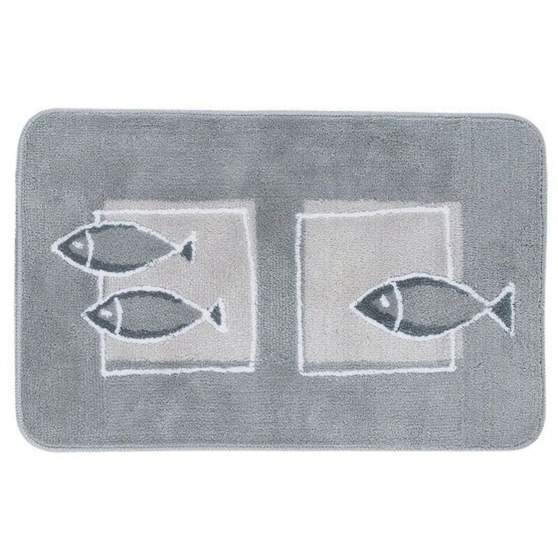 Spirella - Tapis de bain Polyester andros 55x65cm motif poisson Gris