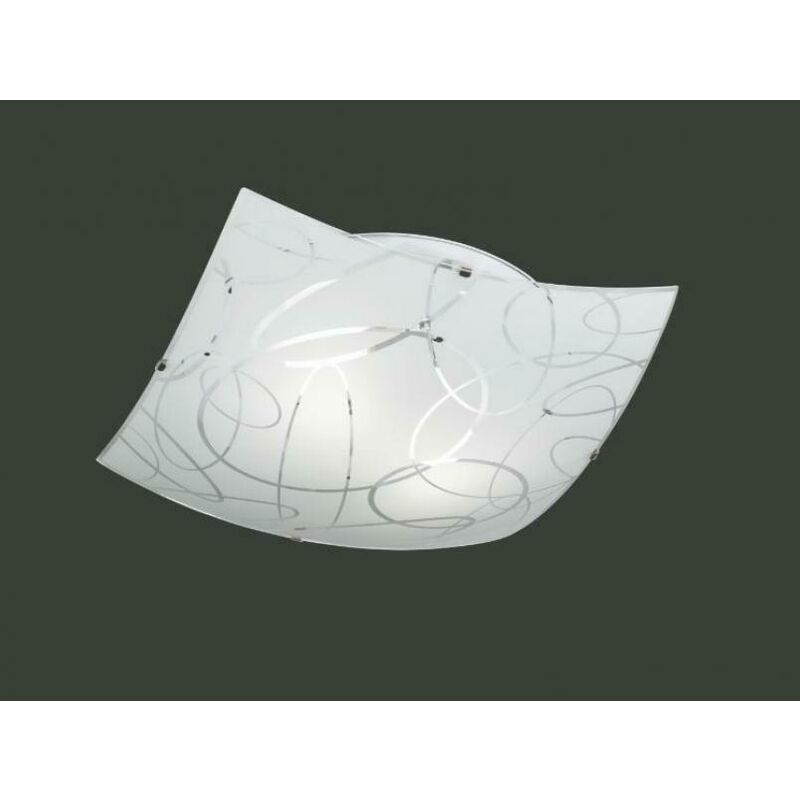 Image of Trio Lighting - plafoniera spirelli quadrata vetro decoro cerchi 40x40cm 604400201