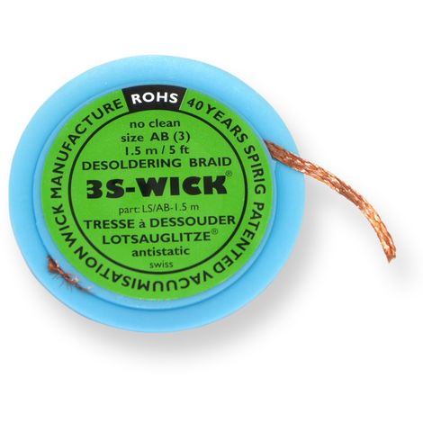 Spirig WICK2.2-1.5 3S-Wick Treccia di dissaldatura, larghezza 2,2 mm su 1,5 m, bobina antistatica