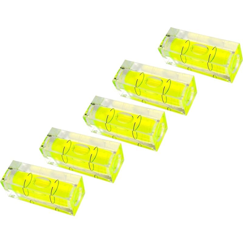 Spirit Level, Pack of 5, 15 x 15 x 40 mm, Precision Spirit Level with Air Bubble, Mini Spirit Level for Cameras, Camping and Caravans, Bubble Level,