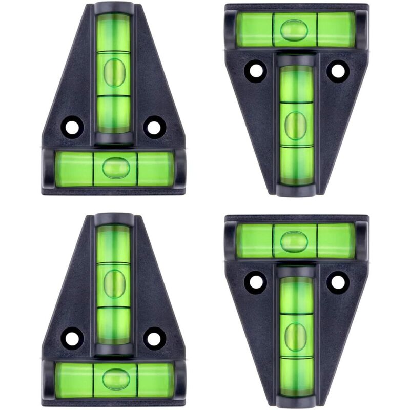 Spirit level, small magnetic T-shaped spirit level with 2 leveling bubbles. Set of 4, for RV accessories, stabilizers, cameras or other equipment