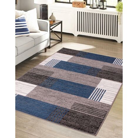 Spirit Structure Geometric Modern Rug Floor Mat Carpet in Navy Grey