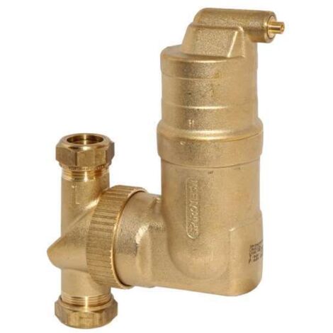 SpiroVent Mikroluftblasenabscheider Typ RV2 22mm Klemmring mit drehbarem Anschluss UA022W