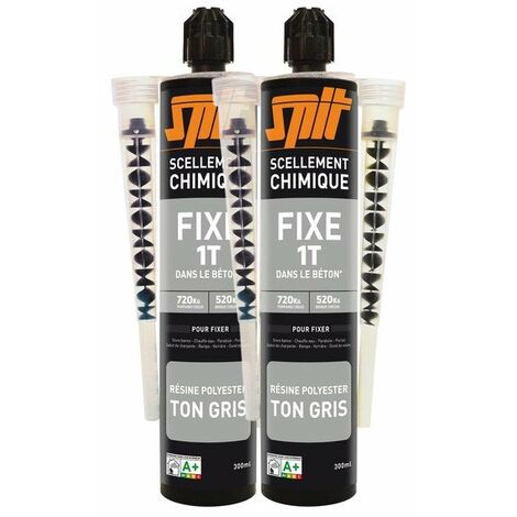 Spit – Lot de 2 cartouches de scellement chimique gris – Pour béton et matériaux pleins – Résine haute résistance – Fixation durable