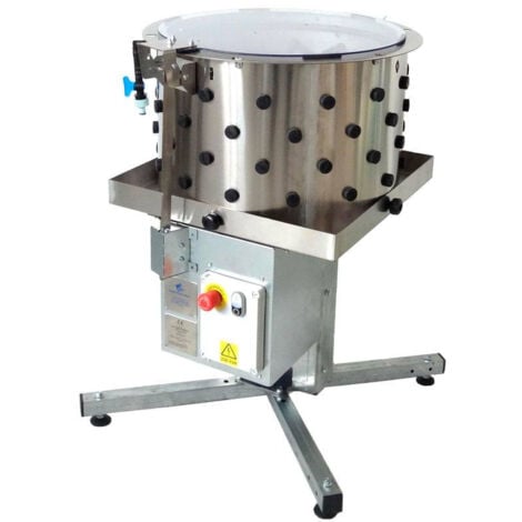 Spiumatrice Automatica in Acciaio Inox per Polli, Tacchini, Quaglie e Pernici  80-200 Uccelli/Ora  54x54x113 cm  Spiumatrice