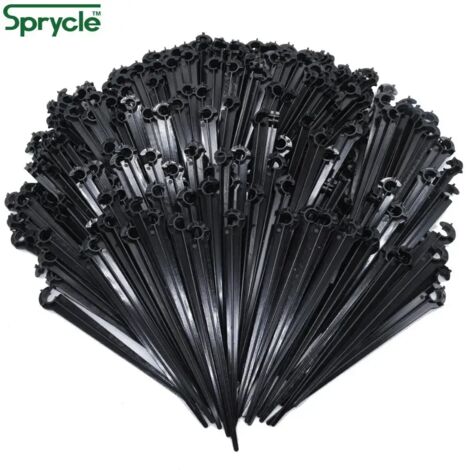 (SPL11-007-50PCS) SPRYCLE Support de jardin à crochet en C de 6,35 mm (1/4 pouce) pour tuyau d'arrosage de 4/7 mm, système d'irrigation goutte à goutte, serre