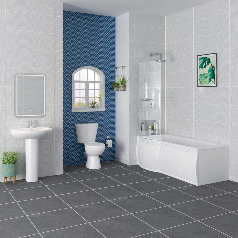 Splash Bathroom Suite with 1675mm Left Hand p Shape Shower Bath