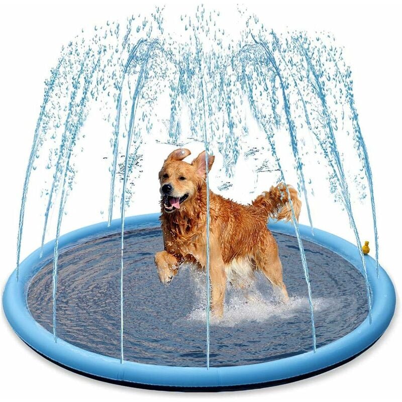 Ersandy - Splash Tapis d'arrosage pour chiens – Baignoire de piscine pour chiens de 150 cm d'épaisseur, ensemble de jeu d'été et jouets aquatiques,
