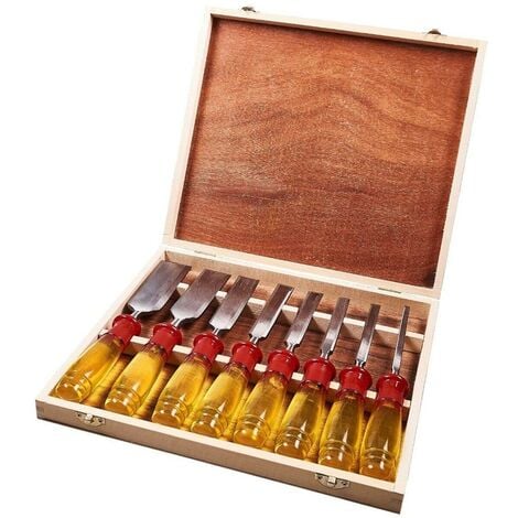 AM-TECH SPLIT PROOF CHISEL SET 8PC HSS WOOD LATHE CARVING CHISEL SET WOOD TURNING E0610