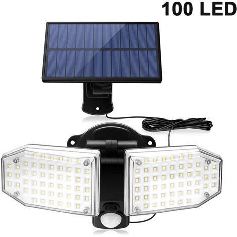 Split-Solar-Wandleuchte, Weitwinkel-Außenbeleuchtung - 100 LEDs, IP65 wasserdicht, solarbetrieben, geeignet für Garagen, Veranden, Höfe und andere Orte.