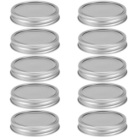 Split Type Glass Jar Canning Lids Round Food Container Sealing Cover Kitchen Accessory(10Pcs 86mm Silver Circular Ring+Cover Plate )
