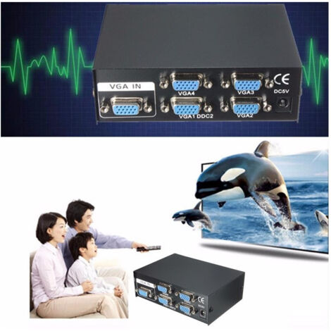Splitter For Monitor Tv 4 Porte Vga 200 Mhz Alimenter Dc 1920x1440 Vga-2004