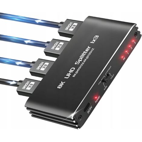 SPLITTER HDMI 2.1 1x3 SPLITTER ULTRAHD HDCP 2.3 8K60HZ 4K 120HZ - 3 TV