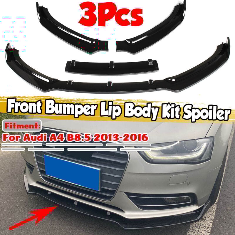 Spoiler de diffuseur de lèvre de séparateur de pare-chocs avant noir brillant pour Audi A4 B8.5 2013-2016