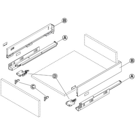 SPONDINE HAFELE MATRIX BOX SLIM A 128 mm ANTRACITE  Lunghezza : 450 mm
