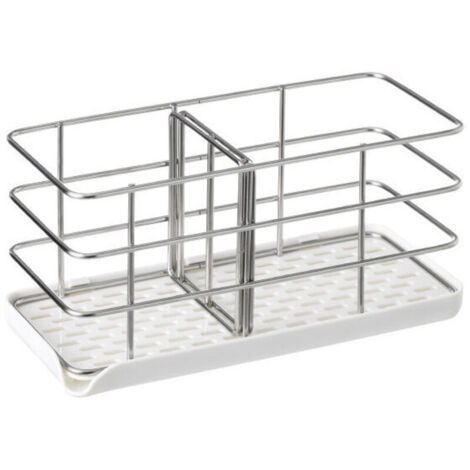 Sponge holder made of 304 stainless steel, multifunctional kitchen sink organizer, draining tray, soap dish, adjustable hanging rail