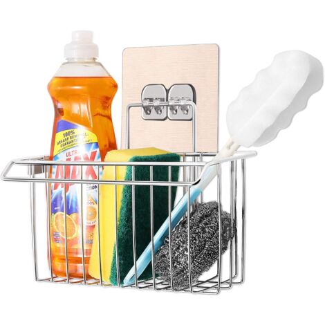 Sponge Holder Storage Basket for Sponges, Dish Towels, Sink Organizer, Sponge Holder, Brush, Sink Holder Kitchen Dishwashing Liquid Strong Adhesive - Kitchen Storage