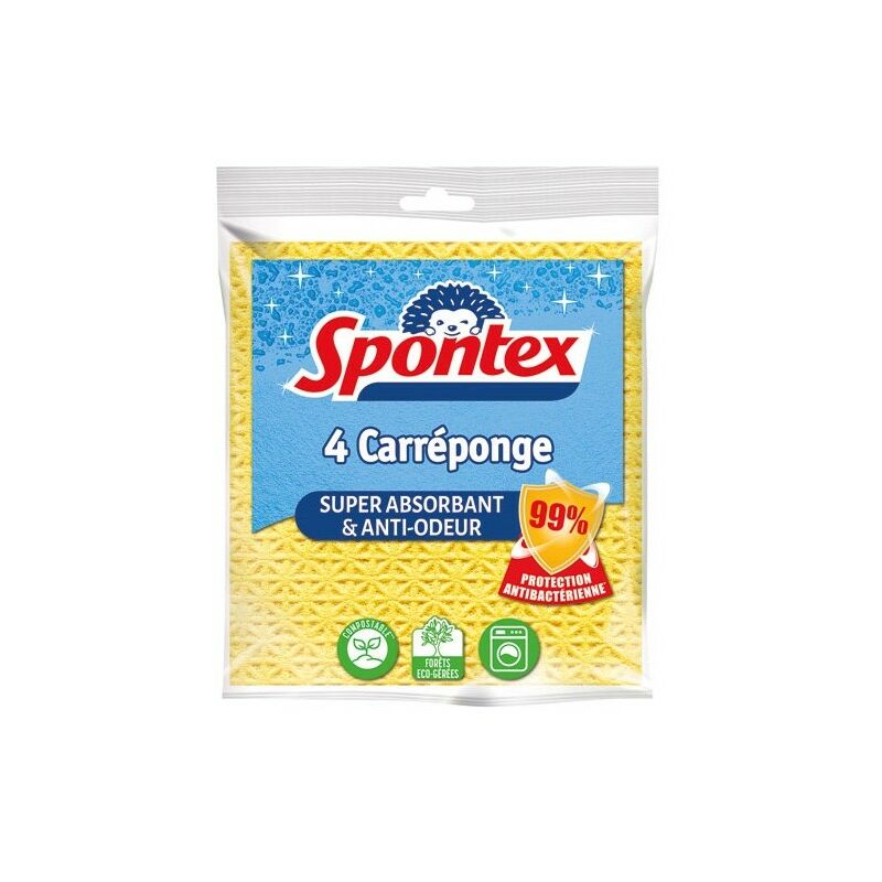 Carre-eponge anti bacteries (lot de 4) - Spontex