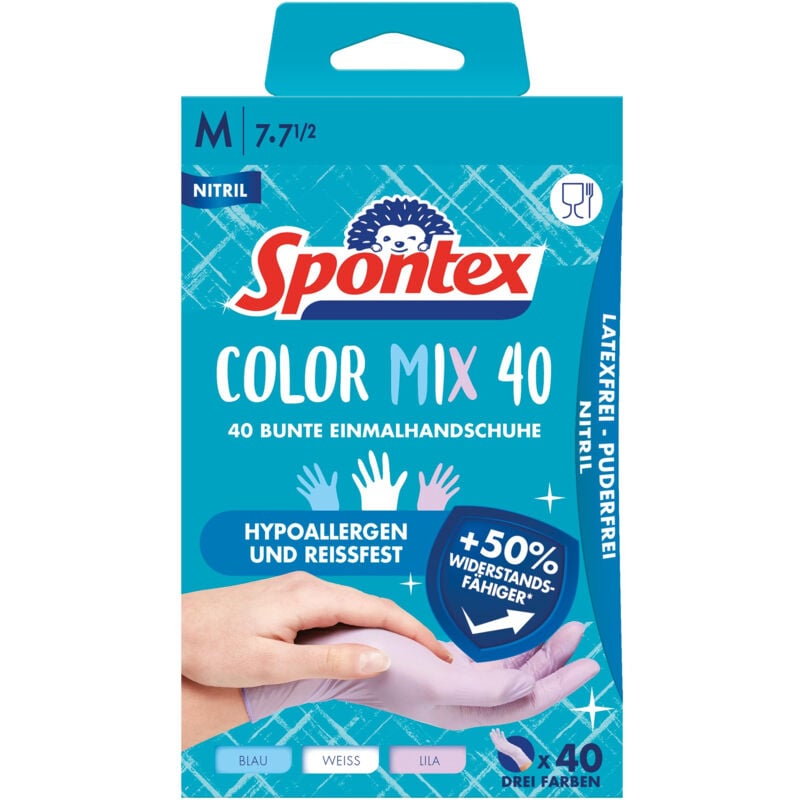 Spontex - color mix lot de 40 gants jetables en nitrile sans latex et sans poudre taille m 12979157