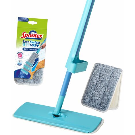 Spontex Easy System Max+ Lavapavimenti - Mop piatto in microfibra con sistema di strizzatura integrato - Pulisce pavimenti in laminato, legno e piastrelle