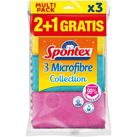 Spontex MF Collection 2+1 Microfiber Cloth, Multicolore, 3 Count (confezione da 1)