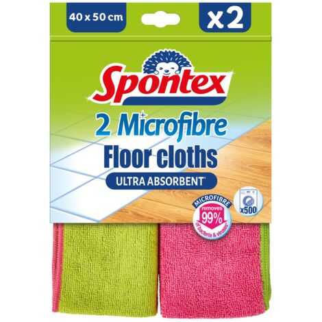 Spontex Microfibre Pavimenti, Panni Pavimenti, Rosa/Verde, 2 Unità