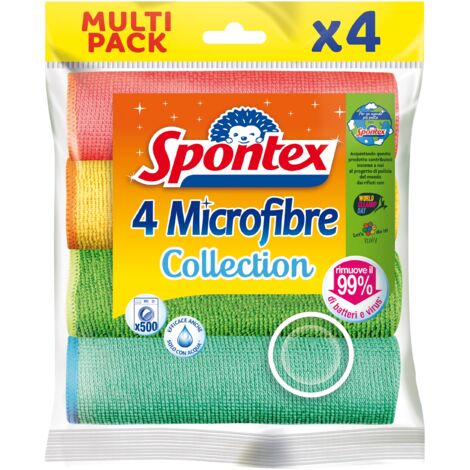 Spontex Microfibre x4, Panni Multiuso Colorati in Microfibra Tessile, 4 pezzi, Microfibra (confezione da 4)