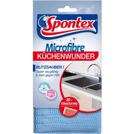 Spontex - Panno in microfibra 3D con anima in spugna, ideale per tutte le superfici della cucina, efficace contro sporco e residui di grasso, 1 pezzo
